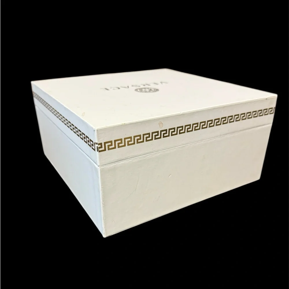 VERSACE Embossed Square Empty Gift Box Storage Container White 8”x 8” - Picture 3 of 4